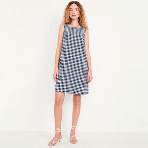 Old Navy Navy and White Gingham Sleeveless Shift Dress